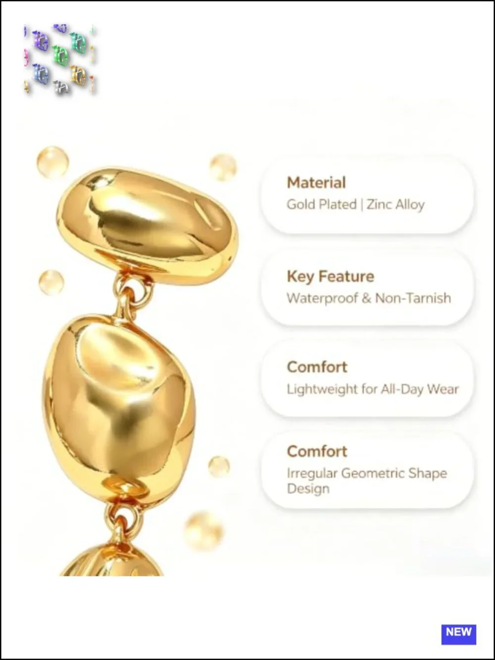 Geometric Chunky Dangle Earrings Gold Plated Drop Earrings for Women Statement